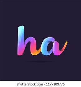 Letters H A, H & A 3D logo, multi colour gradient letters icon vector template.
