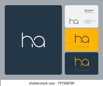 Letters H A, H&A joint logo icon with business card vector template.