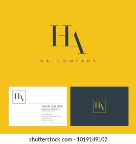 Letters H A, H & A joint logo icon with business card vector template.
