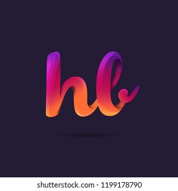 Letters H B, H & B 3D logo, multi colour gradient letters icon vector template.
