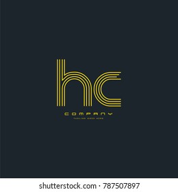 Letters H C joint line logo icon. Stroke letter vector element.

