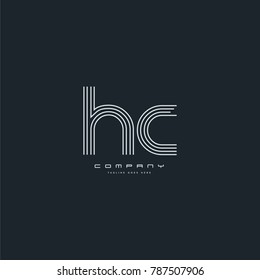 Letters H C joint line logo icon. Stroke letter vector element.

