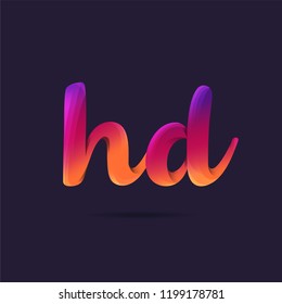 Letters H D, H & D 3D logo, multi colour gradient letters icon vector template.
