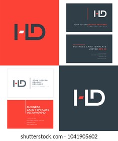 Letters H D, H & D joint logo icon with business card vector template.