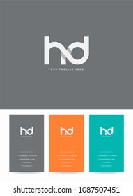Letters H D logo, emblem or icon with business card vector template.