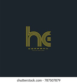 Letters H E joint line logo icon. Stroke letter vector element.

