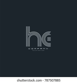 Letters H E joint line logo icon. Stroke letter vector element.

