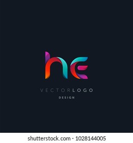 Letters H E, H & E logo, multi colour letters icon vector template.

