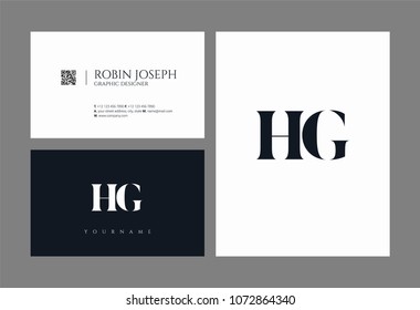 Letters H G, H & G joint logo icon with business card vector template.
