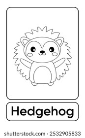 Letras H é para Hedgehog. Páginas de coloração de ouriço. Animal Flashcard printable aprender letras Alfabeto para a educação das crianças e atividade de jogo. Planilhas de jardim de infância e pré-escola imprimíveis para crianças.