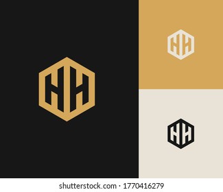 Letters H and H or HH line logo design. Linear minimal stylish emblem. Luxury elegant vector element. Premium business logotype. Graphic alphabet symbol for corporate business identity