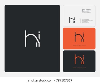 Letters H I, H&I joint logo icon with business card vector template.
