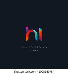 Letters H I, H & I logo, multi colour letters icon vector template.

