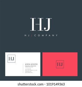 Letters H J, H & J joint logo icon with business card vector template.
