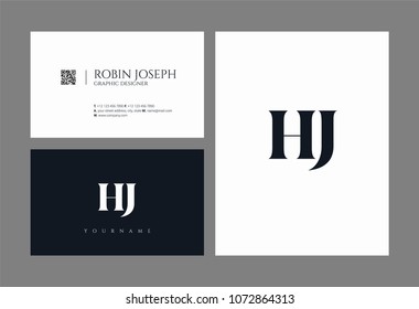 Letters H J, H & J joint logo icon with business card vector template.
