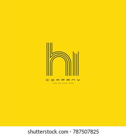 Letters H I joint line logo icon. Stroke letter vector element.

