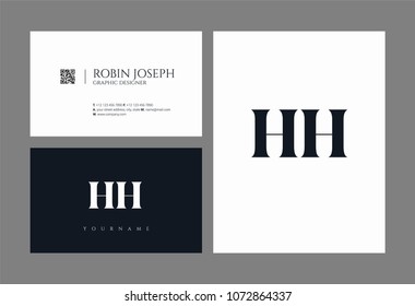Letters H H, H & H joint logo icon with business card vector template.
