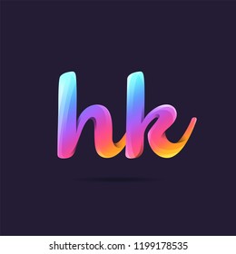 Letters H K, H & K 3D logo, multi colour gradient letters icon vector template.
