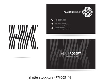 Letters H K Logo icon with Business Card Template Vector.