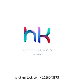 Letters H K, H & K logo, multi colour letters icon vector template.


