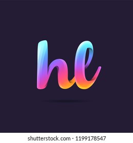 Letters H L, H & L 3D logo, multi colour gradient letters icon vector template.
