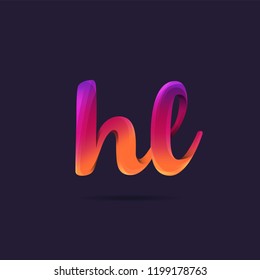 Letters H L, H & L 3D logo, multi colour gradient letters icon vector template.
