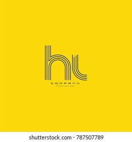 Letters H L joint line logo icon. Stroke letter vector element.

