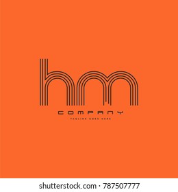 Letters H M joint line logo icon. Stroke letter vector element.

