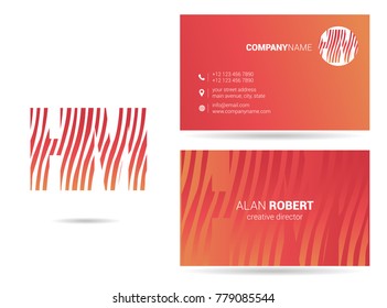 Letters H M Logo icon with Business Card Template Vector.