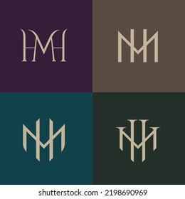 Ilustración del concepto de diseño de logotipo de marca H y M 