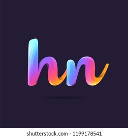 Letters H N, H & N 3D logo, multi colour gradient letters icon vector template.
