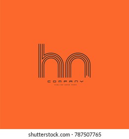 Letters H N joint line logo icon. Stroke letter vector element.

