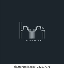 Letters H N joint line logo icon. Stroke letter vector element.

