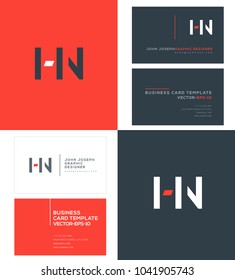 Letters H N, H & N joint logo icon with business card vector template.