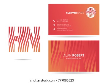 Letters H N Logo icon with Business Card Template Vector.