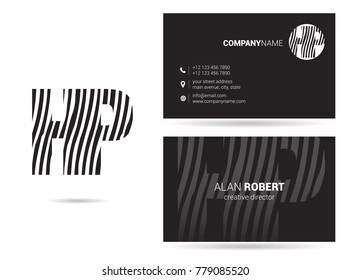 Letters H P Logo icon with Business Card Template Vector.