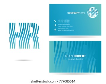 Letters H R Logo icon with Business Card Template Vector.