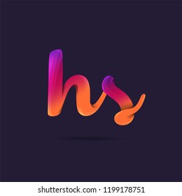 Letters H S, H & S 3D logo, multi colour gradient letters icon vector template.
