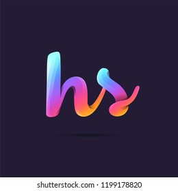 Letters H S, H & S 3D logo, multi colour gradient letters icon vector template.
