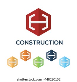 Letters H set,Hexagon vector logo design template