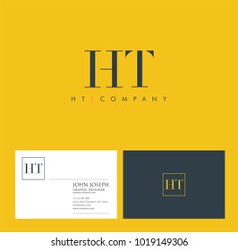 Letters H T, H & T joint logo icon with business card vector template.
