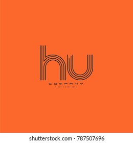 Letters H U joint line logo icon. Stroke letter vector element.

