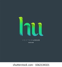 Letters H U joint logo icon vector element.