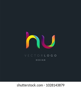 Letters H U, H & U logo, multi colour letters icon vector template.

