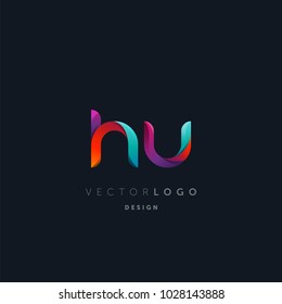 Letters H U, H & U logo, multi colour letters icon vector template.

