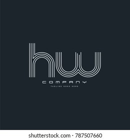 Letters H W joint line logo icon. Stroke letter vector element.

