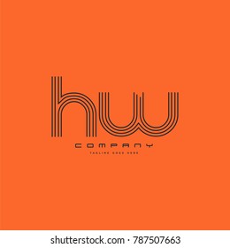 Letters H W joint line logo icon. Stroke letter vector element.

