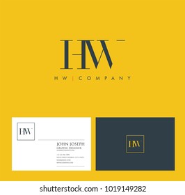 Letters H W, H & W joint logo icon with business card vector template.

