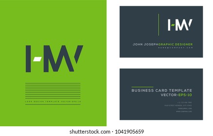 Letters H W, H & W joint logo icon with business card vector template.