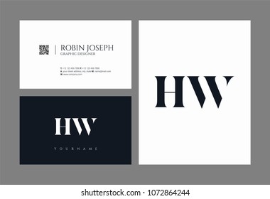 Letters H W, H & W joint logo icon with business card vector template.
